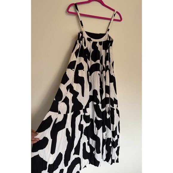 Anthropologie Abel The Label Abstract Print flowy maxi Dress in Black size XS - Picture 6 of 7